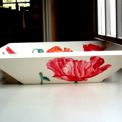 Poppies:  wooden angular bowl (side view 4)