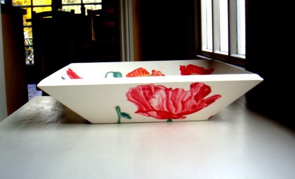 Poppies:  wooden angular bowl (side view 4)