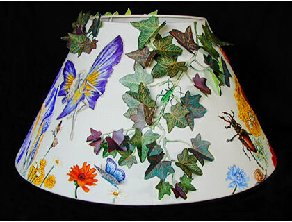 Nature Boho Lampshade (Poppies & Irises) Detail 3