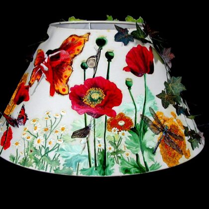 Nature Boho Lampshade (Poppies & Irises) Detail 1