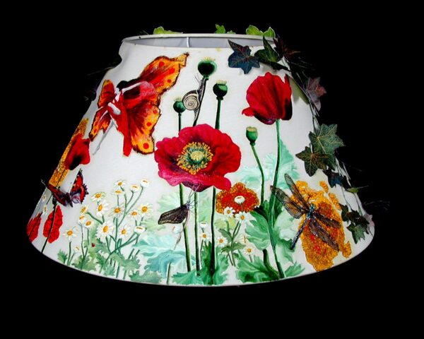 Nature Boho Lampshade (Poppies & Irises) Detail 1