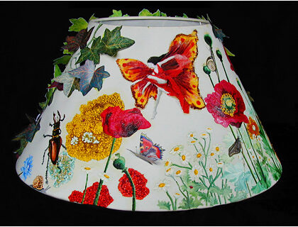 Nature Boho Lampshade (Poppies & Irises) Detail 2