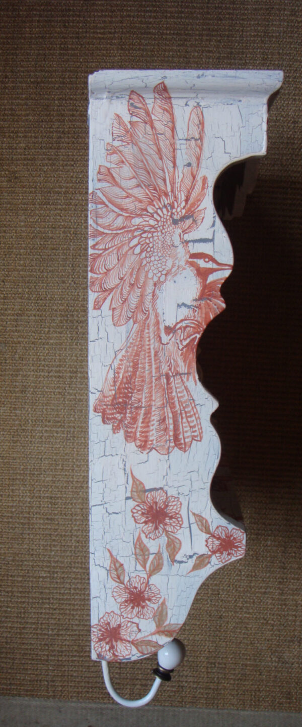 Terracotta on white Shelf/Coat Hanger: (Detail 2 - side-view)