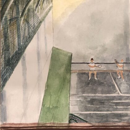 Real Tennis, Bayonne - Sketch From Life