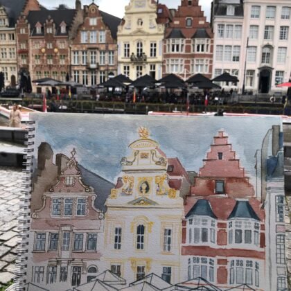 Along The Canal, Ghent, Brussels. (En Plein Air: work in Progress) Along The Canal, Ghent, Brussels. (En Plein Air: work in Progress)